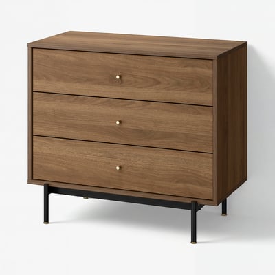 RÅDMANSÖ Commode à 3 tiroirs, brun effet noyer, 35 3/8x18 7/8x31 3/4 "