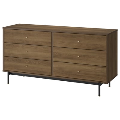 RÅDMANSÖ Commode à 6 tiroirs, brun effet noyer, 62 5/8x18 7/8x31 7/8 "