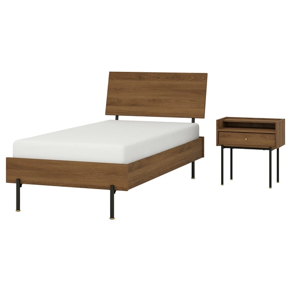 RÅDMANSÖ Mobilier chambre, ensemble de 2, brun effet noyer, 1 place