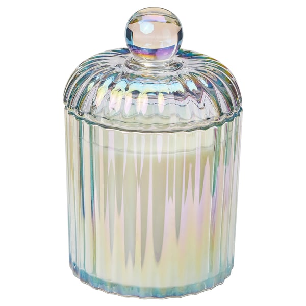 RÄFFELBJÖRK Bougie parfumée verre+couv/2 mèches, Rose et œillet nacré, 50 hr
