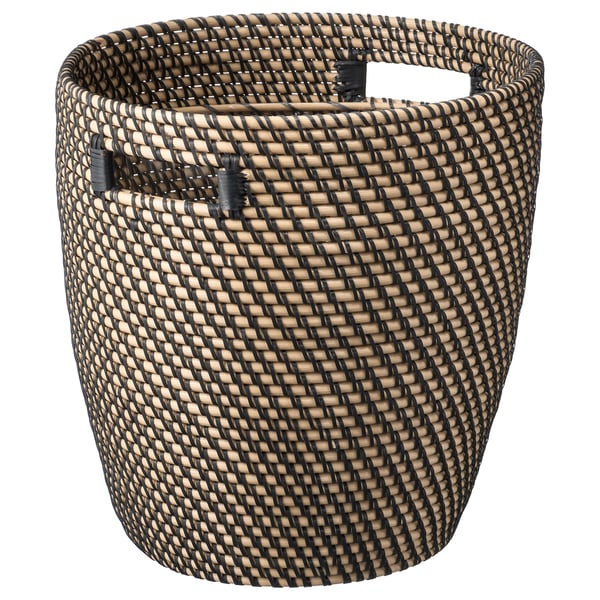 RÅGKORN Cache-pot, intérieur/extérieur gris foncé/beige, 12 ½ "