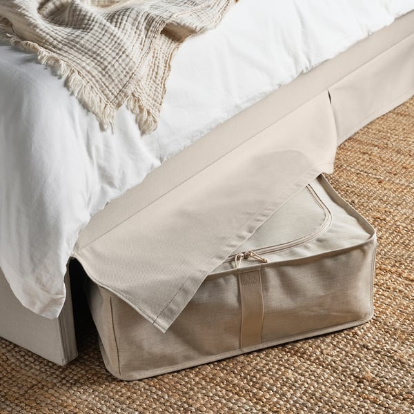 RAMNEFJÄLL Structure de lit matelassée, Idekulla beige, 1 place