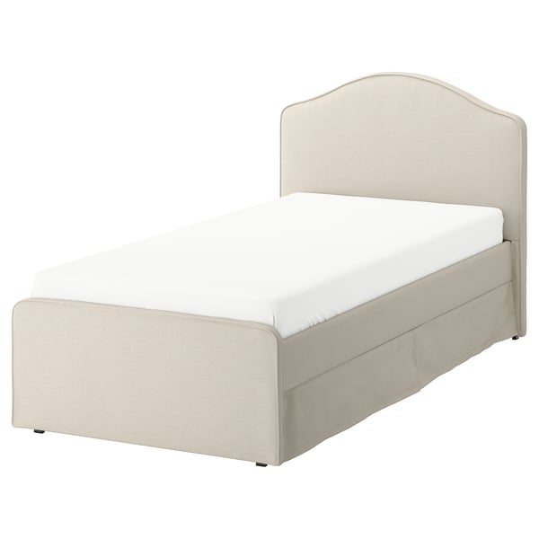 RAMNEFJÄLL Structure de lit matelassée, Idekulla beige, 1 place