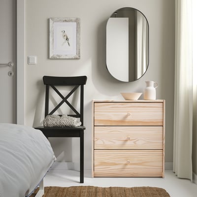 RAST Commode à 3 tiroirs, pin, 24 3/8x26 3/4 "