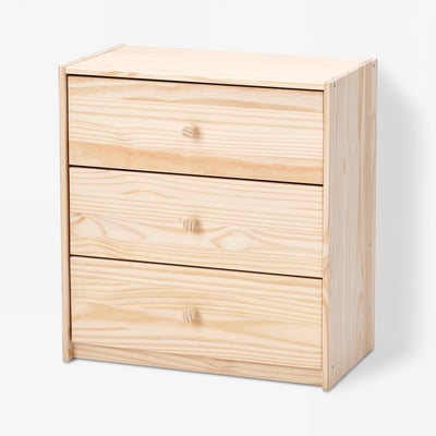 RAST Commode à 3 tiroirs, pin, 24 3/8x26 3/4 "