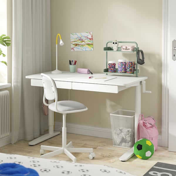 RELATERA Agencement bureau assis/debout, blanc/gris-vert clair, 46 1/8x23 5/8 "