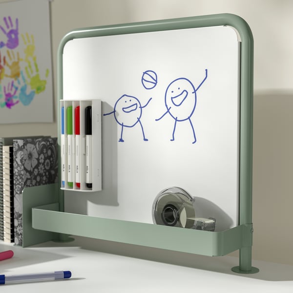 RELATERA Agencement bureau, blanc/gris-vert clair, 46 1/8x23 5/8 "