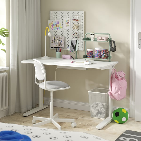 RELATERA Agencement bureau, blanc/gris-vert clair, 46 1/8x23 5/8 "