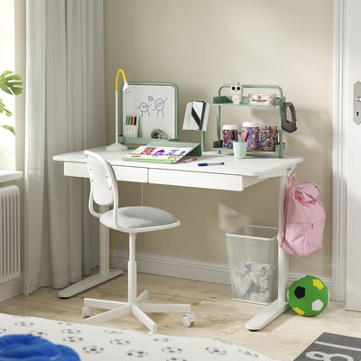 RELATERA Agencement bureau, blanc/gris-vert clair, 46 1/8x23 5/8 "