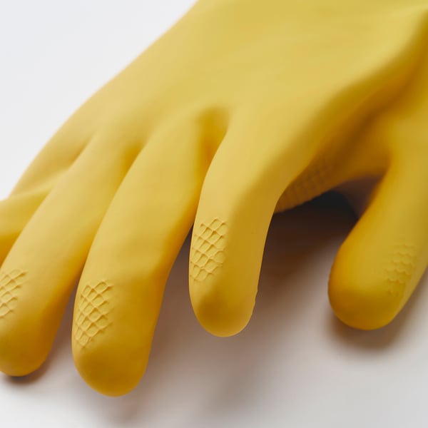 RINNIG Gants de ménage, jaune vif/blanc cassé, Grand
