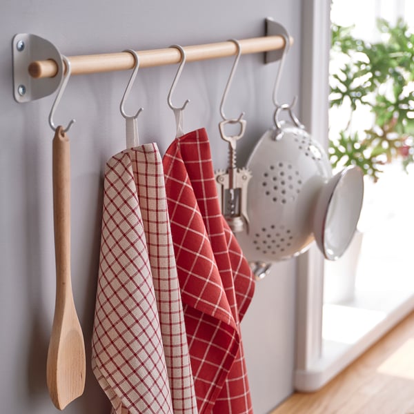 RINNIG Linge à vaisselle, rouge/beige rayé, 18x24 "