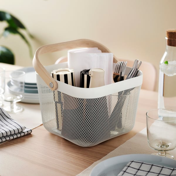 RISATORP Panier, blanc, 9 ¾x10 ¼x7 "