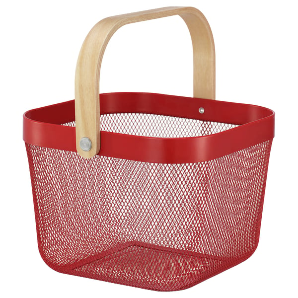 RISATORP Panier, rouge vif, 9 ¾x10 ¼x7 "