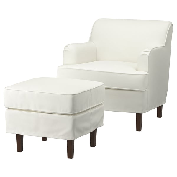 ROCKSJÖN Fauteuil et repose-pieds, Blekinge blanc