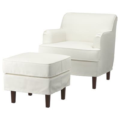 ROCKSJÖN Fauteuil et repose-pieds, Blekinge blanc