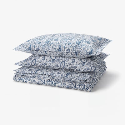 RODGERSIA Housse de couette et taie(s), bleu/blanc, 2 places/grand 2 places
