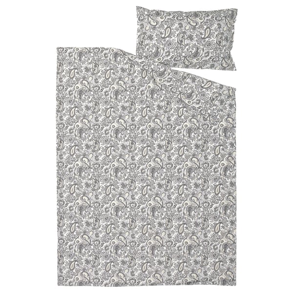 RODGERSIA Housse de couette et taie(s), gris/blanc, 1 place