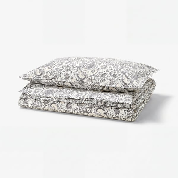 RODGERSIA Housse de couette et taie(s), gris/blanc, 1 place