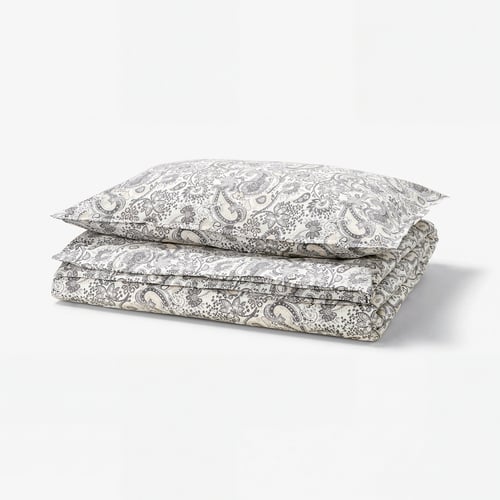 RODGERSIA Housse de couette et taie(s), gris/blanc, 1 place