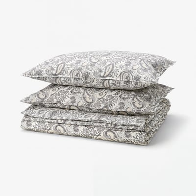 RODGERSIA Housse de couette et taie(s), gris/blanc, 2 places/grand 2 places