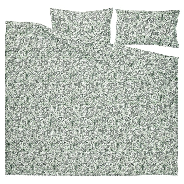 RODGERSIA Housse de couette et taie(s), vert/blanc, 2 places/grand 2 places