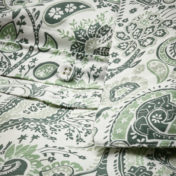 RODGERSIA Housse de couette et taie(s), vert/blanc, 2 places/grand 2 places