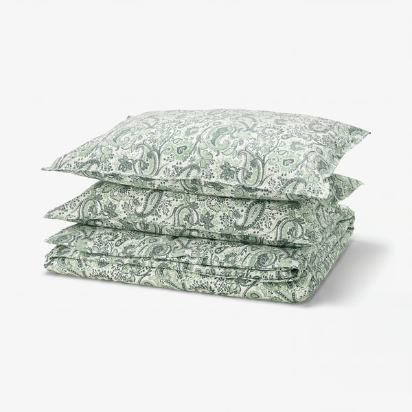 RODGERSIA Housse de couette et taie(s), vert/blanc, 2 places/grand 2 places