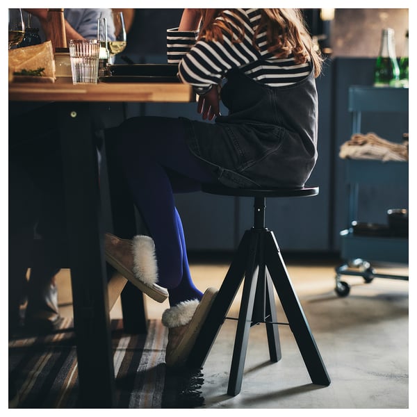 RUDSTORP Tabouret, noir, 17 3/8-21 5/8 "