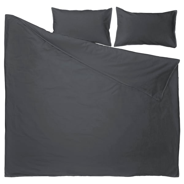 RUNDHAGTORN Housse de couette et taie(s), anthracite, Très grand 2 places