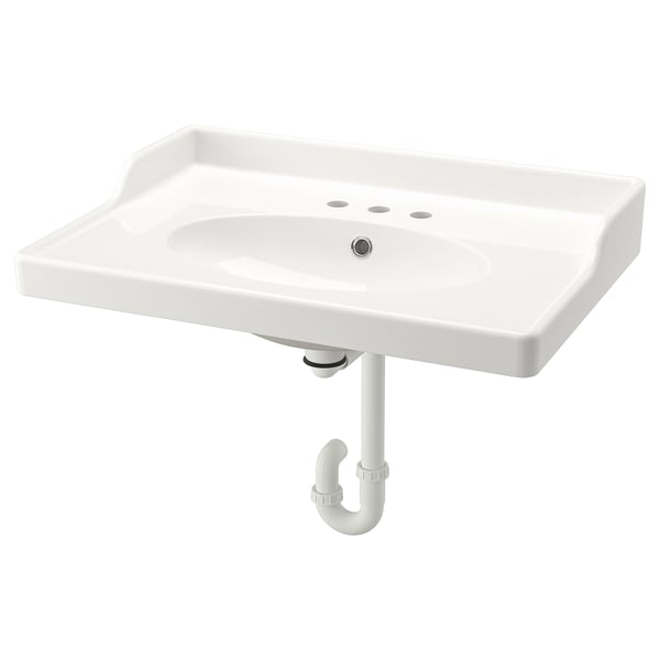 RUTSJÖN Lavabo avec siphon, blanc largeur 20 cm (8"), 31 3/8x21 7/8 "