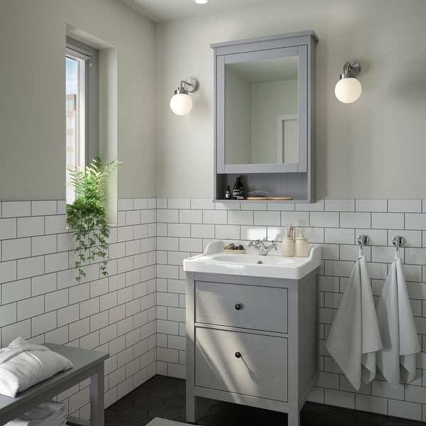 RUTSJÖN Lavabo avec siphon, blanc, 25 1/4x21 7/8 "