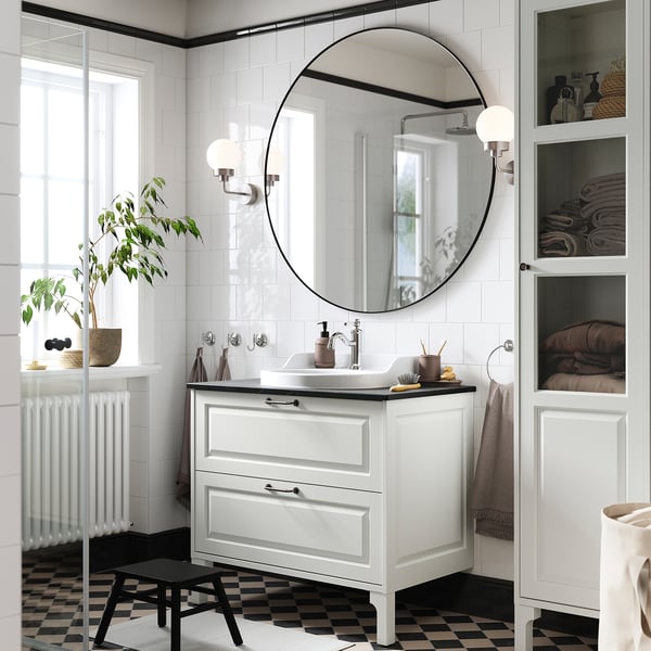 RUTSJÖN Lavabo semi-encastré avec siphon, blanc, 20x19 5/8 "