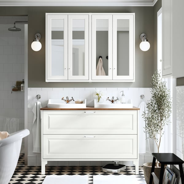 RUTSJÖN Lavabo semi-encastré avec siphon, blanc, 20x19 5/8 "