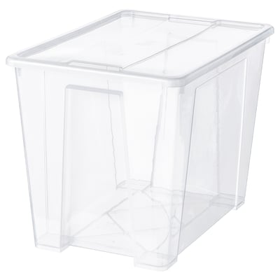 SAMLA Bac avec couvercle, transparent, 22 ½x15 ¼x16 ½ "/17 gallon
