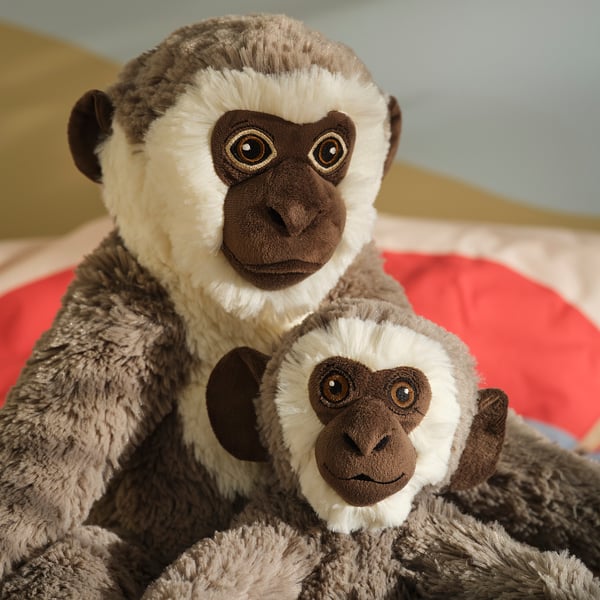 SANDLÖPARE Peluche, vervet et son petit/gris, 12 ½ "