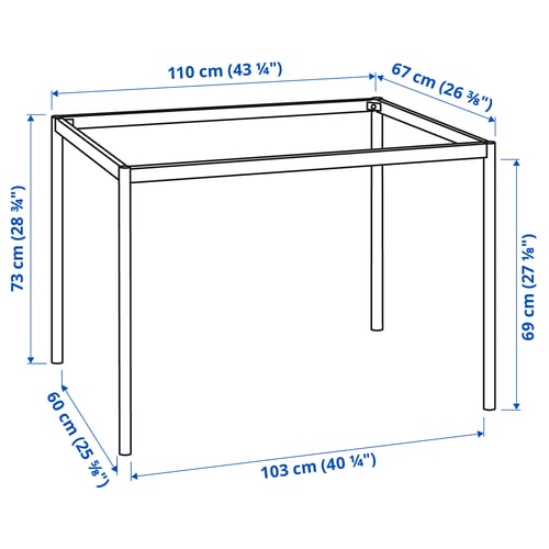 SANDSBERG Piètement pour plateau table, noir, 43 1/4x26 3/8x28 3/4 "