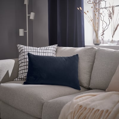 SANELA Housse de coussin, bleu foncé, 16x23 "