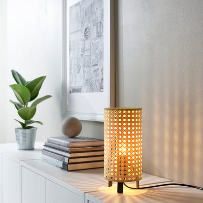 SAXHYTTAN Lampe de table, beige/noir, 10 "