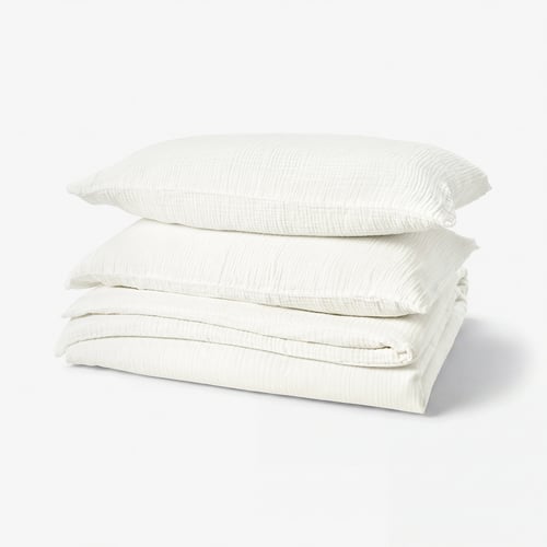 SCHERSMIN Housse de couette et taie(s), blanc, 2 places/grand 2 places