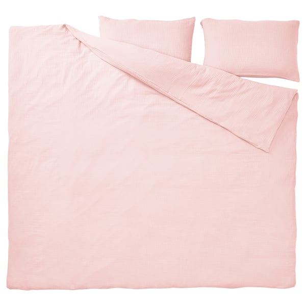 SCHERSMIN Housse de couette et taie(s), rose clair, Très grand 2 places