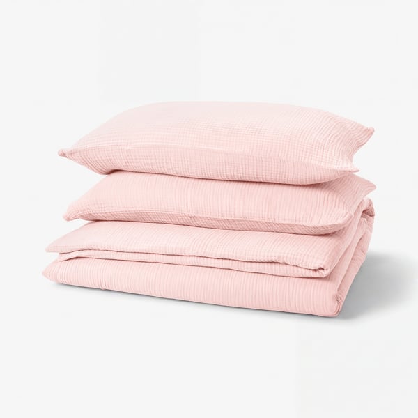 SCHERSMIN Housse de couette et taie(s), rose clair, Très grand 2 places