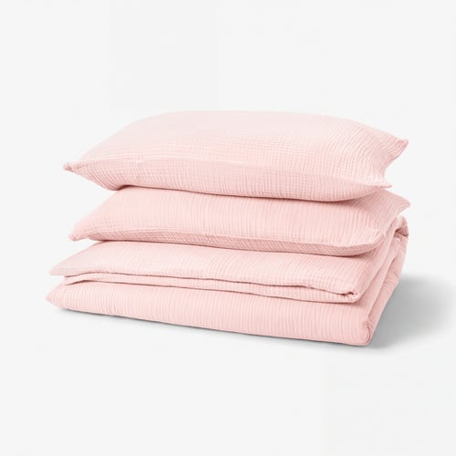 SCHERSMIN Housse de couette et taie(s), rose clair, Très grand 2 places