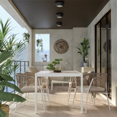 SEGERÖN Table, extérieur, blanc/beige, 35 7/8x57 7/8 "