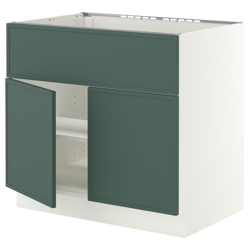 SEKTION Arm inf pr tabl cuiss/hotte 2 ptes, blanc/Aspudden gris-vert foncé, 36x24x30 "