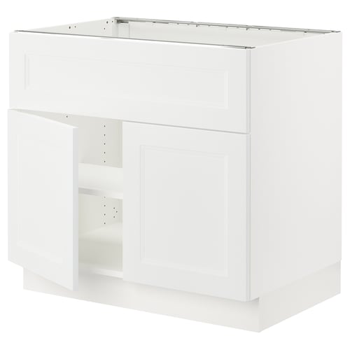 SEKTION Arm inf pr tabl cuiss/hotte 2 ptes, blanc/Axstad blanc mat, 36x24x30 "