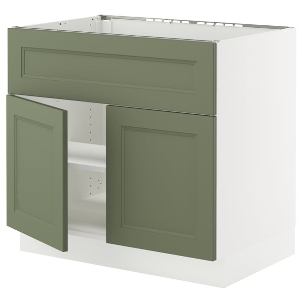 SEKTION Arm inf pr tabl cuiss/hotte 2 ptes, blanc/Axstad gris-vert, 36x24x30 "