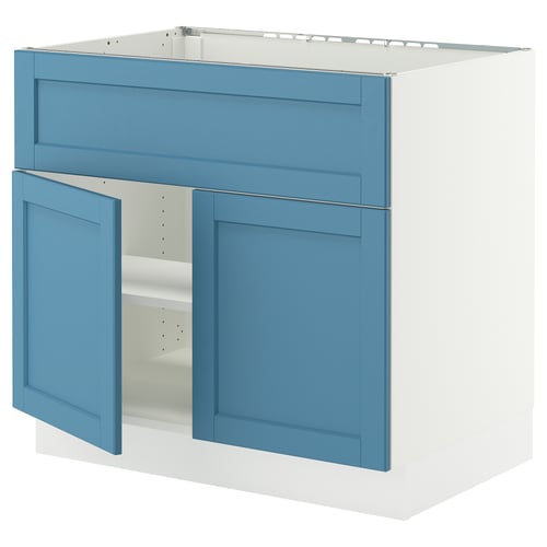 SEKTION Arm inf pr tabl cuiss/hotte 2 ptes, blanc/Lerhyttan bleu, 36x24x30 "