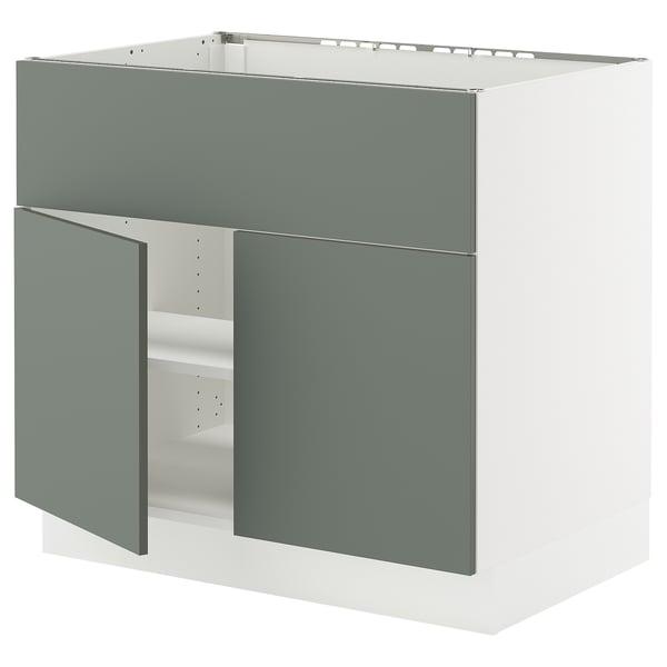 SEKTION Arm inf pr tabl cuiss/hotte 2 ptes, blanc/Nickebo gris -vert mat, 36x24x30 "