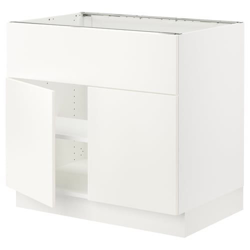 SEKTION Arm inf pr tabl cuiss/hotte 2 ptes, blanc/Veddinge blanc, 36x24x30 "