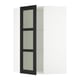 SEKTION Arm mur ang+tablettes/pte vitr, blanc/Lerhyttan teinté noir, 26x15x40 "